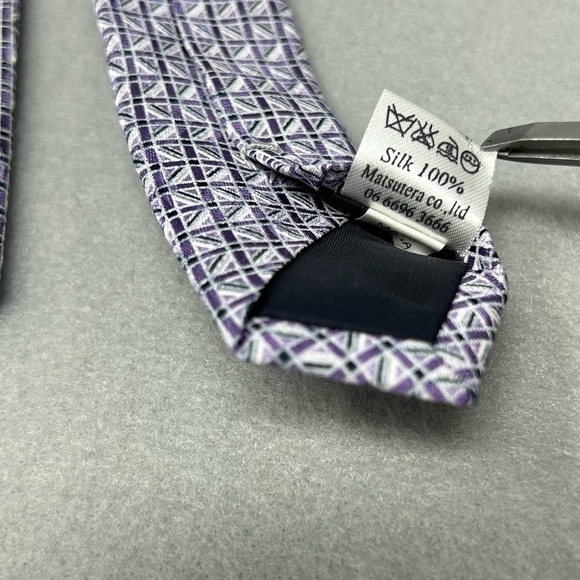 Franco Valentino Neck Tie Mens Purple And White Geometric Classic Silk Tie Italy - Picture 6 of 7